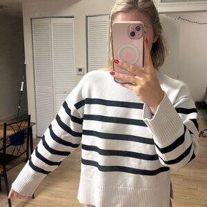 White and black sweater